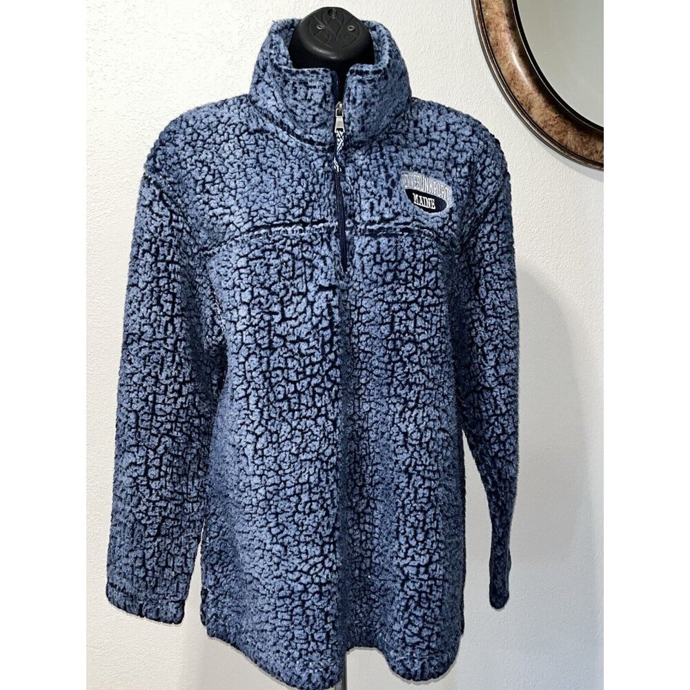 Kennebunkport Boxercraft Sherpa Pullover Women Medium 1/4 Zip Soft Fuzzy Blue